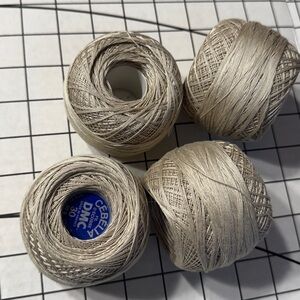 Vintage DMC Cebelia No. 30 Crochet Cotton – Set of 4, Ecru Beige, 50g 563 Yds